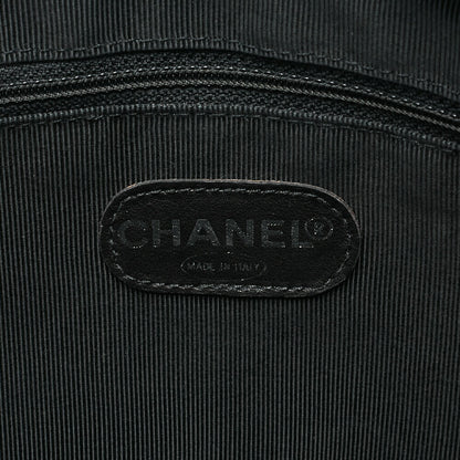 CHANEL Lambskin Big Coco Mark W Chain Shoulder Black Silver -Tone Hardware, Pre-Owned