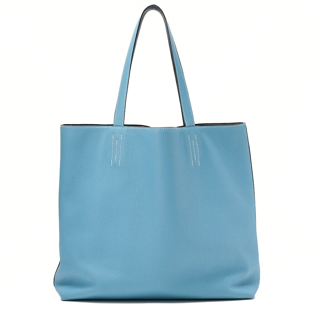 HERMES Dublesense 36 Triyon Clemence x Swift Tote Bag Blue Jean x Cole Vale, Pre-Owned