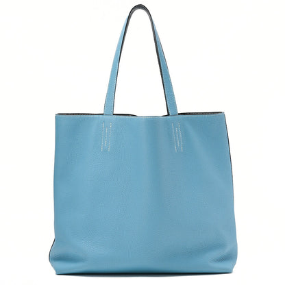 HERMES Dublesense 36 Triyon Clemence x Swift Tote Bag Blue Jean x Cole Vale, Pre-Owned