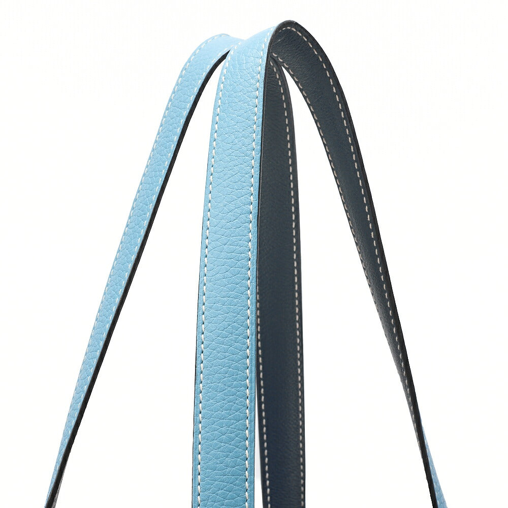 HERMES Dublesense 36 Triyon Clemence x Swift Tote Bag Blue Jean x Cole Vale, Pre-Owned
