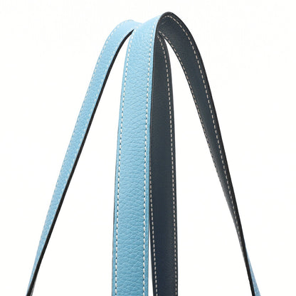 HERMES Dublesense 36 Triyon Clemence x Swift Tote Bag Blue Jean x Cole Vale, Pre-Owned