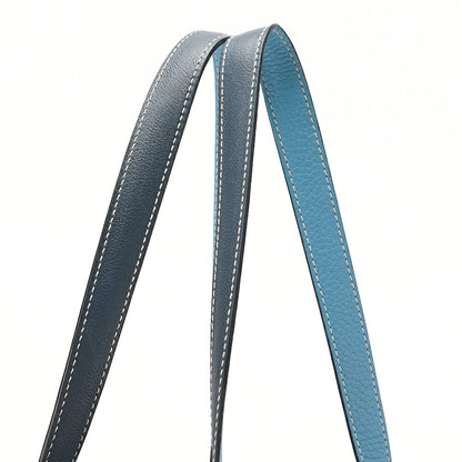 HERMES Dublesense 36 Triyon Clemence x Swift Tote Bag Blue Jean x Cole Vale, Pre-Owned