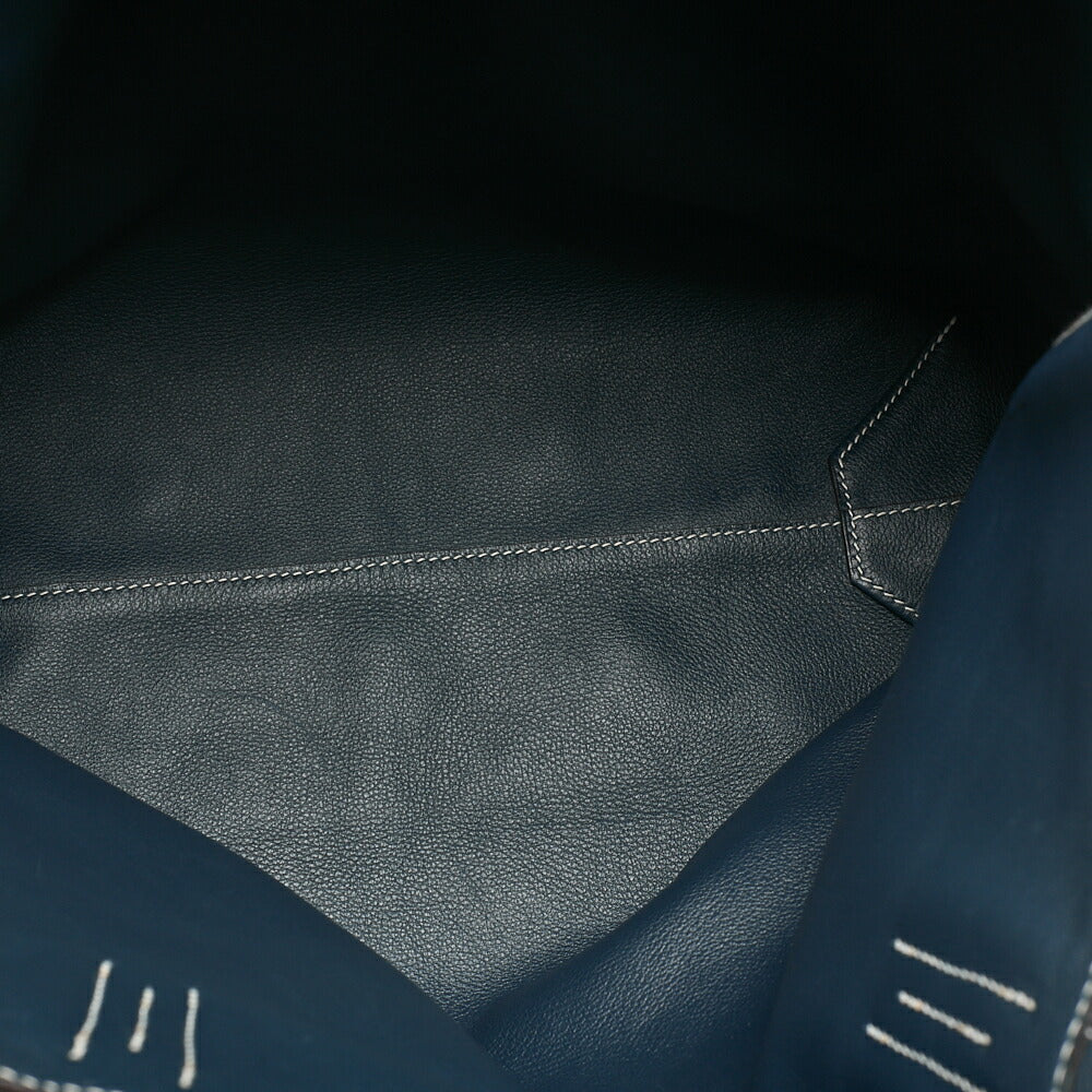 HERMES Dublesense 36 Triyon Clemence x Swift Tote Bag Blue Jean x Cole Vale, Pre-Owned