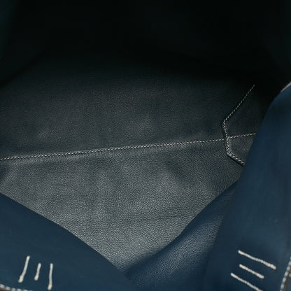 HERMES Dublesense 36 Triyon Clemence x Swift Tote Bag Blue Jean x Cole Vale, Pre-Owned