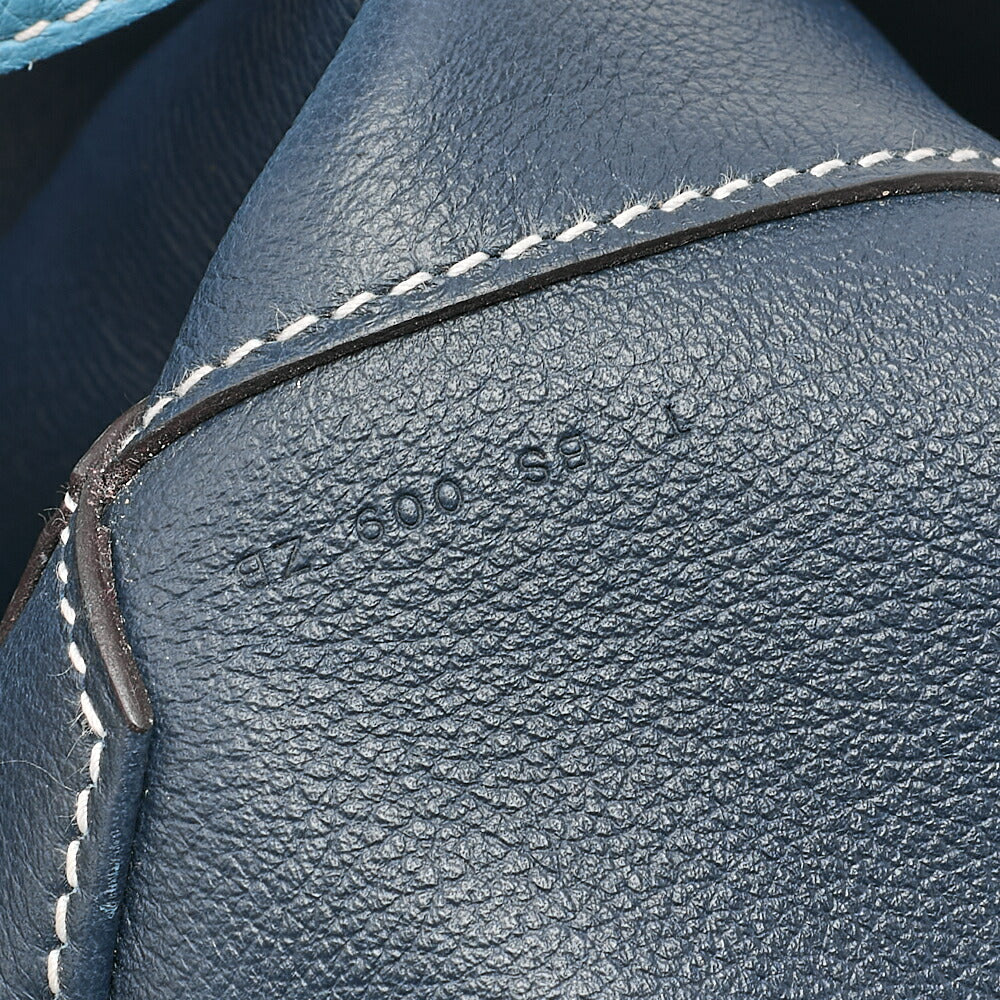 HERMES Dublesense 36 Triyon Clemence x Swift Tote Bag Blue Jean x Cole Vale, Pre-Owned