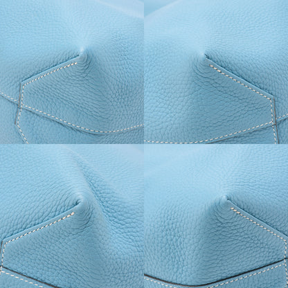 HERMES Dublesense 36 Triyon Clemence x Swift Tote Bag Blue Jean x Cole Vale, Pre-Owned