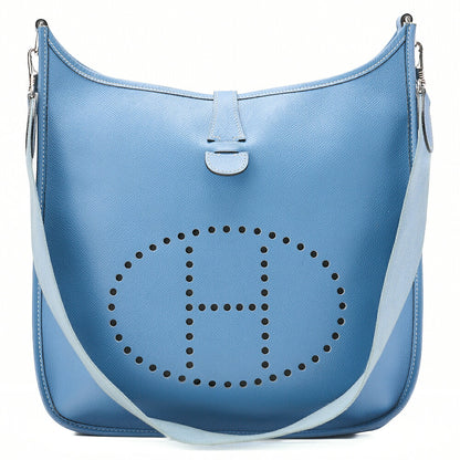 HERMES エヴリンPM1 エプソン ショルダーバッグ ブルー・ジーン シルバー金具, 中古品