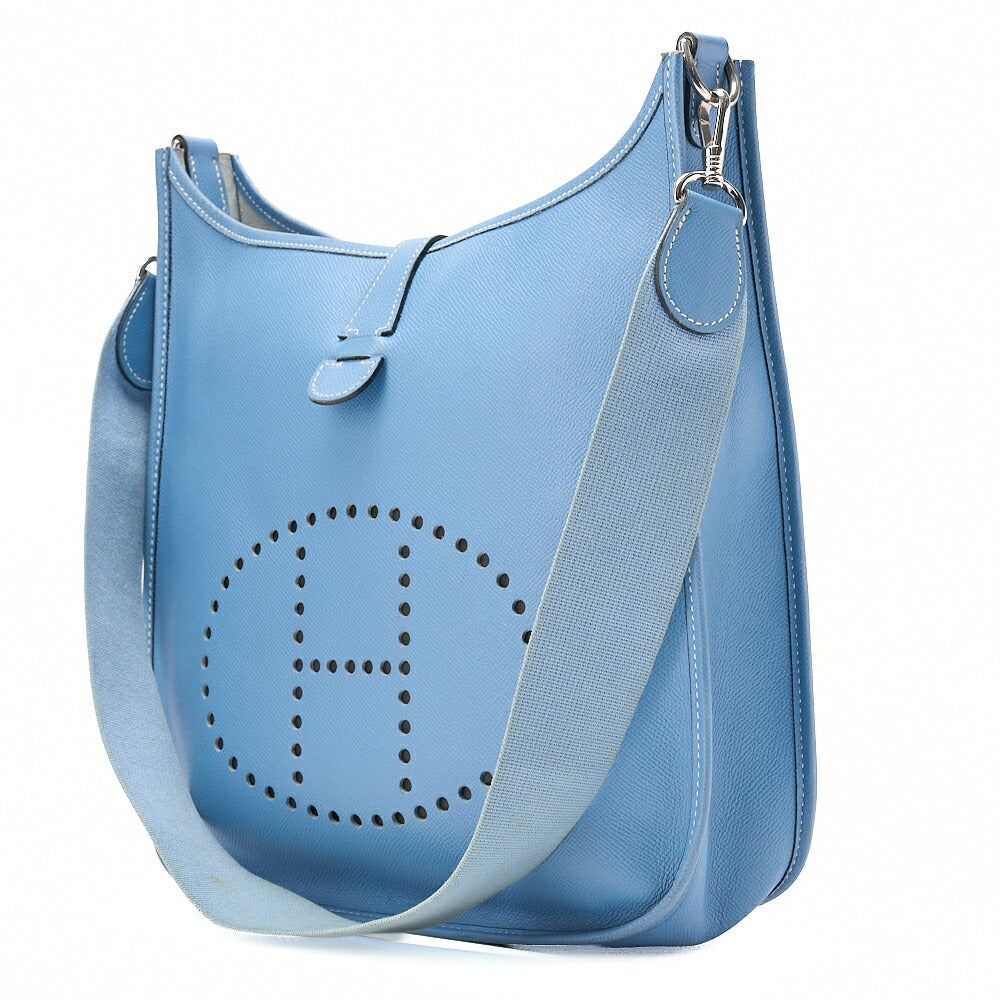 HERMES エヴリンPM1 エプソン ショルダーバッグ ブルー・ジーン シルバー金具, 中古品