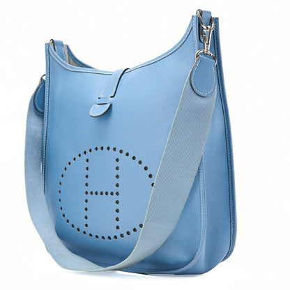 HERMES エヴリンPM1 エプソン ショルダーバッグ ブルー・ジーン シルバー金具, 中古品