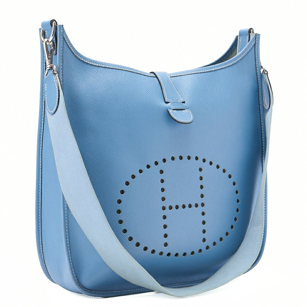 HERMES エヴリンPM1 エプソン ショルダーバッグ ブルー・ジーン シルバー金具, 中古品