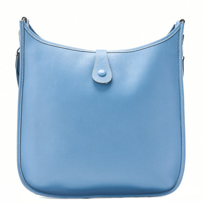 HERMES エヴリンPM1 エプソン ショルダーバッグ ブルー・ジーン シルバー金具, 中古品
