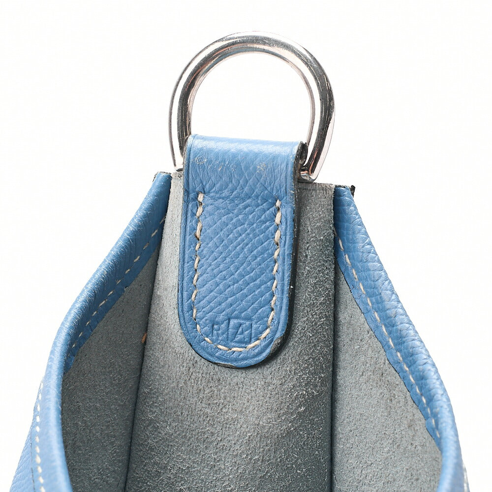HERMES エヴリンPM1 エプソン ショルダーバッグ ブルー・ジーン シルバー金具, 中古品