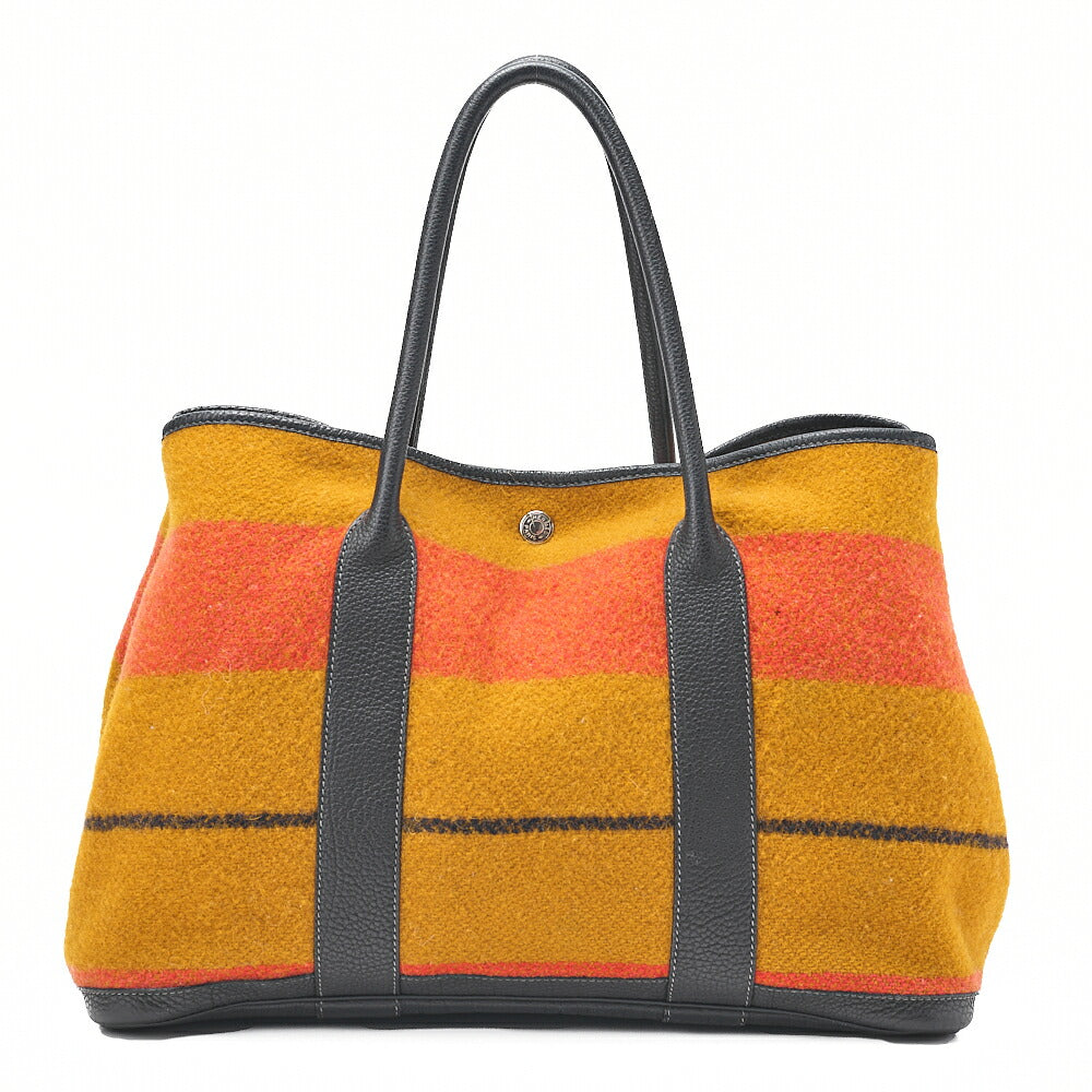 HERMES ガーデンパーティPM ウール トートバッグ ロカバール シルバー金具 中古