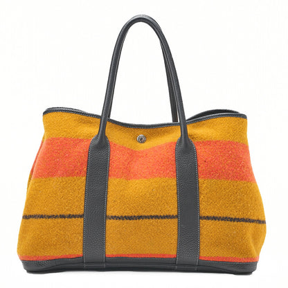 HERMES ガーデンパーティPM ウール トートバッグ ロカバール シルバー金具 中古