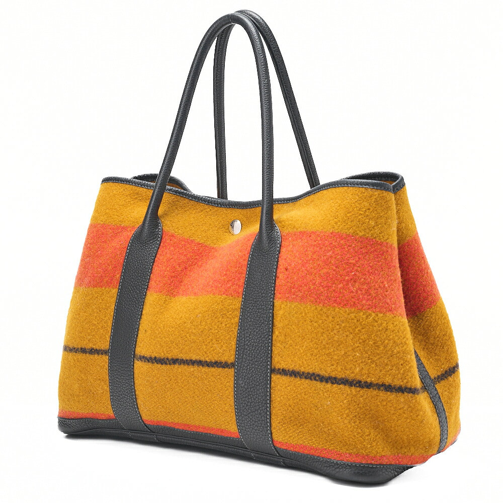 HERMES ガーデンパーティPM ウール トートバッグ ロカバール シルバー金具 中古