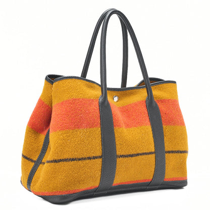HERMES ガーデンパーティPM ウール トートバッグ ロカバール シルバー金具 中古