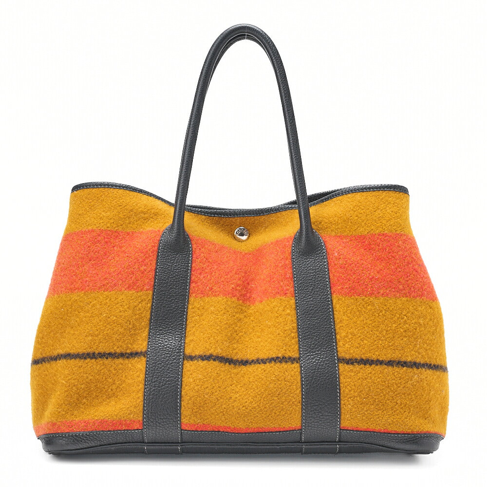 HERMES ガーデンパーティPM ウール トートバッグ ロカバール シルバー金具 中古
