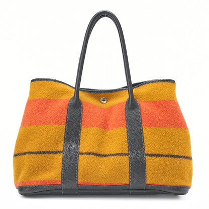 HERMES ガーデンパーティPM ウール トートバッグ ロカバール シルバー金具 中古