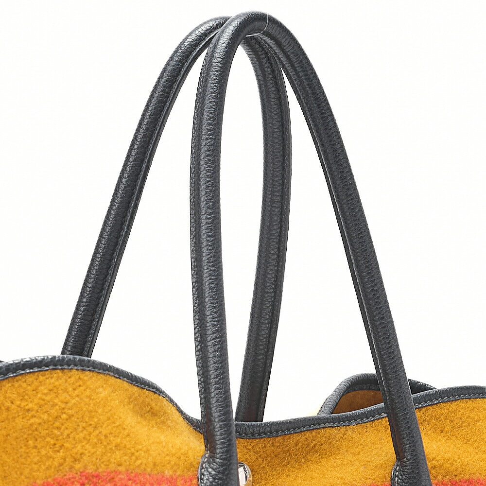 HERMES ガーデンパーティPM ウール トートバッグ ロカバール シルバー金具 中古
