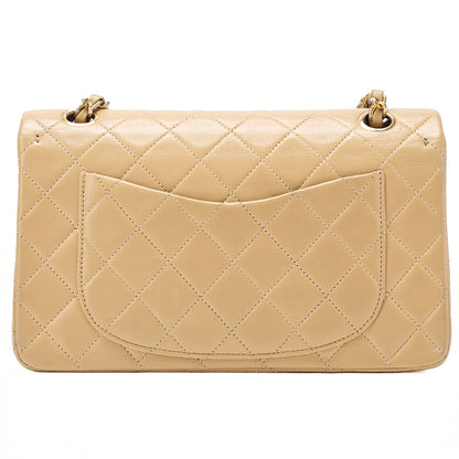 CHANEL Chain Shoulder Bag Matelasse 23cm Double Flap Lambskin Beige Gold-Tone Hardware, Pre-Owned