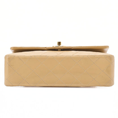 CHANEL Chain Shoulder Bag Matelasse 23cm Double Flap Lambskin Beige Gold-Tone Hardware, Pre-Owned