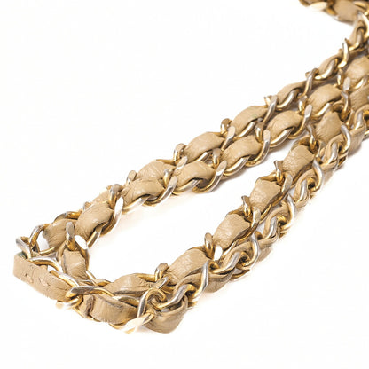 CHANEL Chain Shoulder Bag Matelasse 23cm Double Flap Lambskin Beige Gold-Tone Hardware, Pre-Owned