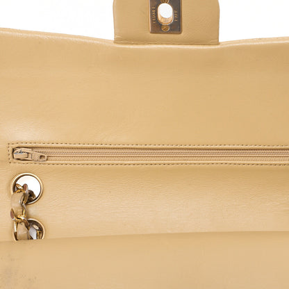 CHANEL Chain Shoulder Bag Matelasse 23cm Double Flap Lambskin Beige Gold-Tone Hardware, Pre-Owned