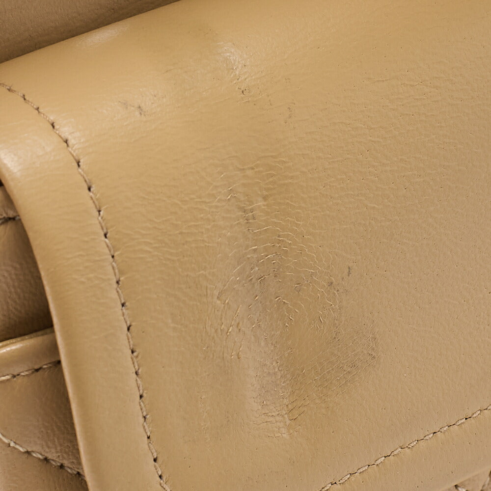 CHANEL Chain Shoulder Bag Matelasse 23cm Double Flap Lambskin Beige Gold-Tone Hardware, Pre-Owned