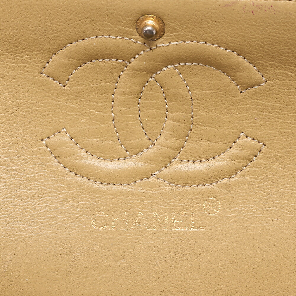 CHANEL Chain Shoulder Bag Matelasse 23cm Double Flap Lambskin Beige Gold-Tone Hardware, Pre-Owned