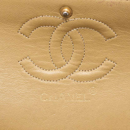 CHANEL Chain Shoulder Bag Matelasse 23cm Double Flap Lambskin Beige Gold-Tone Hardware, Pre-Owned