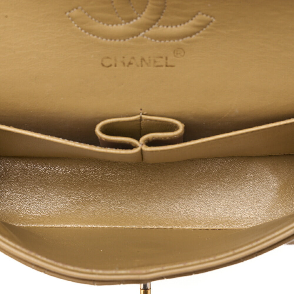 CHANEL Chain Shoulder Bag Matelasse 23cm Double Flap Lambskin Beige Gold-Tone Hardware, Pre-Owned