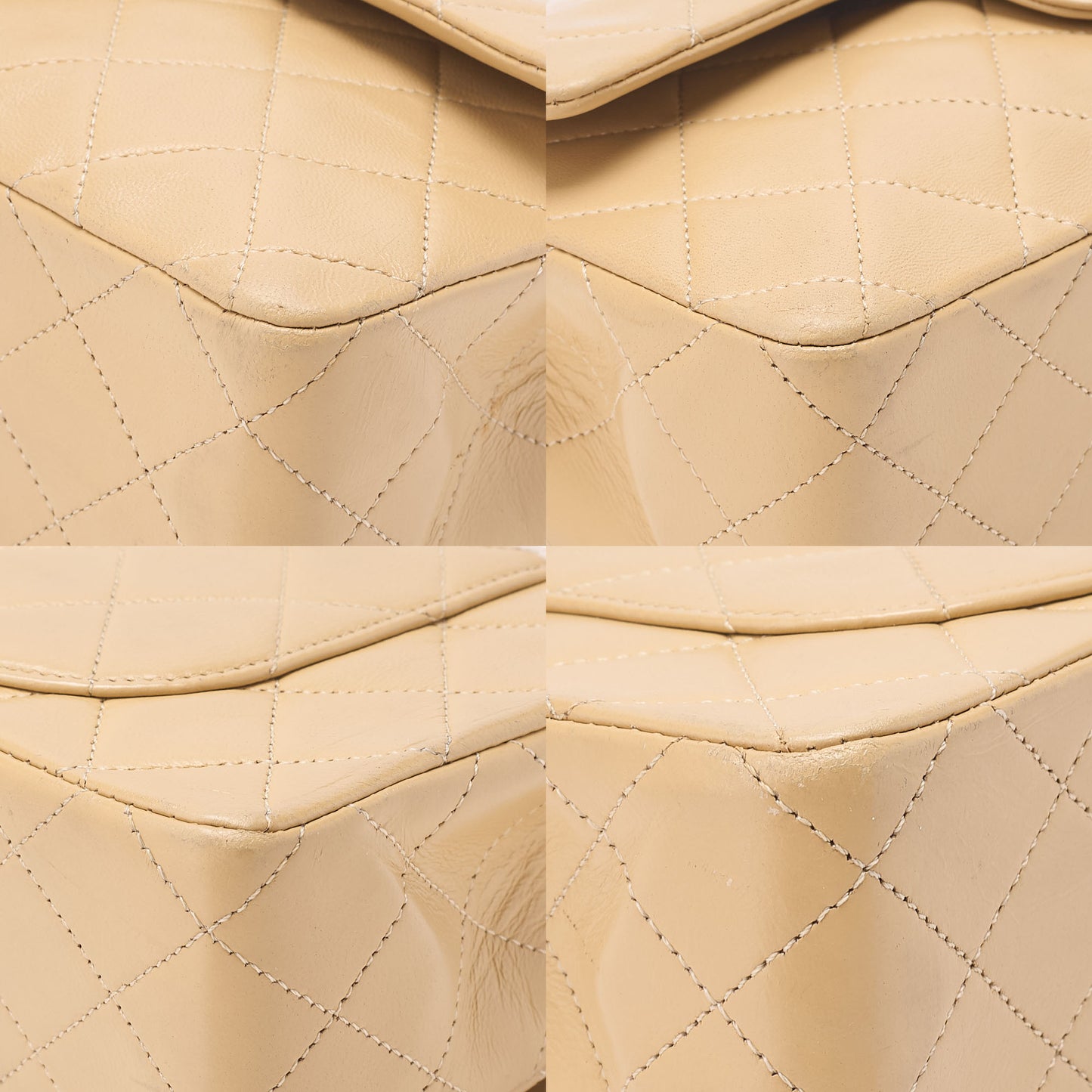 CHANEL Chain Shoulder Bag Matelasse 23cm Double Flap Lambskin Beige Gold-Tone Hardware, Pre-Owned