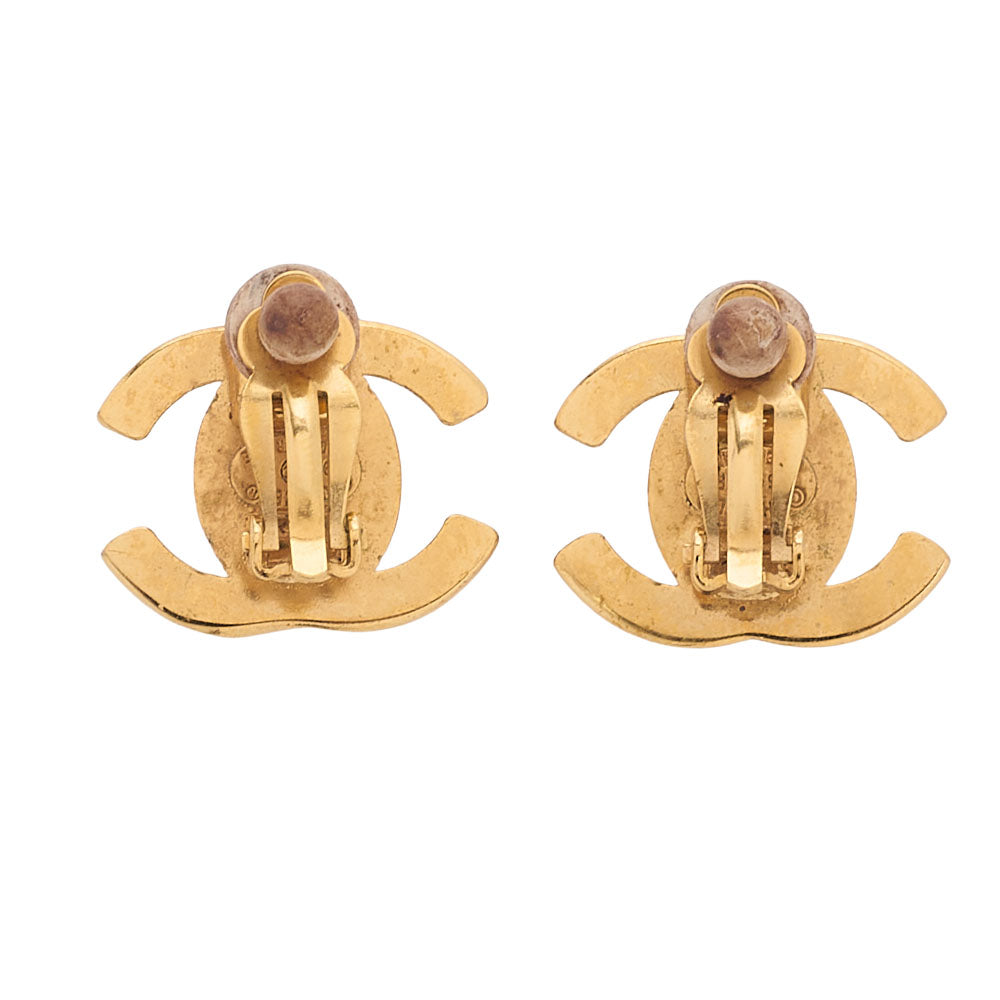 CHANEL Cocomark Turnlock 96P Earrings GP Gold Gold Plated-Tone Hardware, Pre-Owned