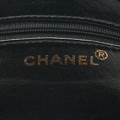 CHANEL Velvet Matlasse Plate Charm W Chain Shoulder Black Gold-Tone Hardware, Pre-Owned