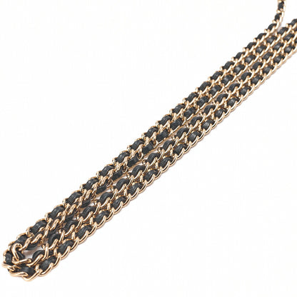 CHANEL Chocolate Bar Camellia Chain Shoulder Bag Lambskin Black Gold-Tone Hardware, Pre-Owned