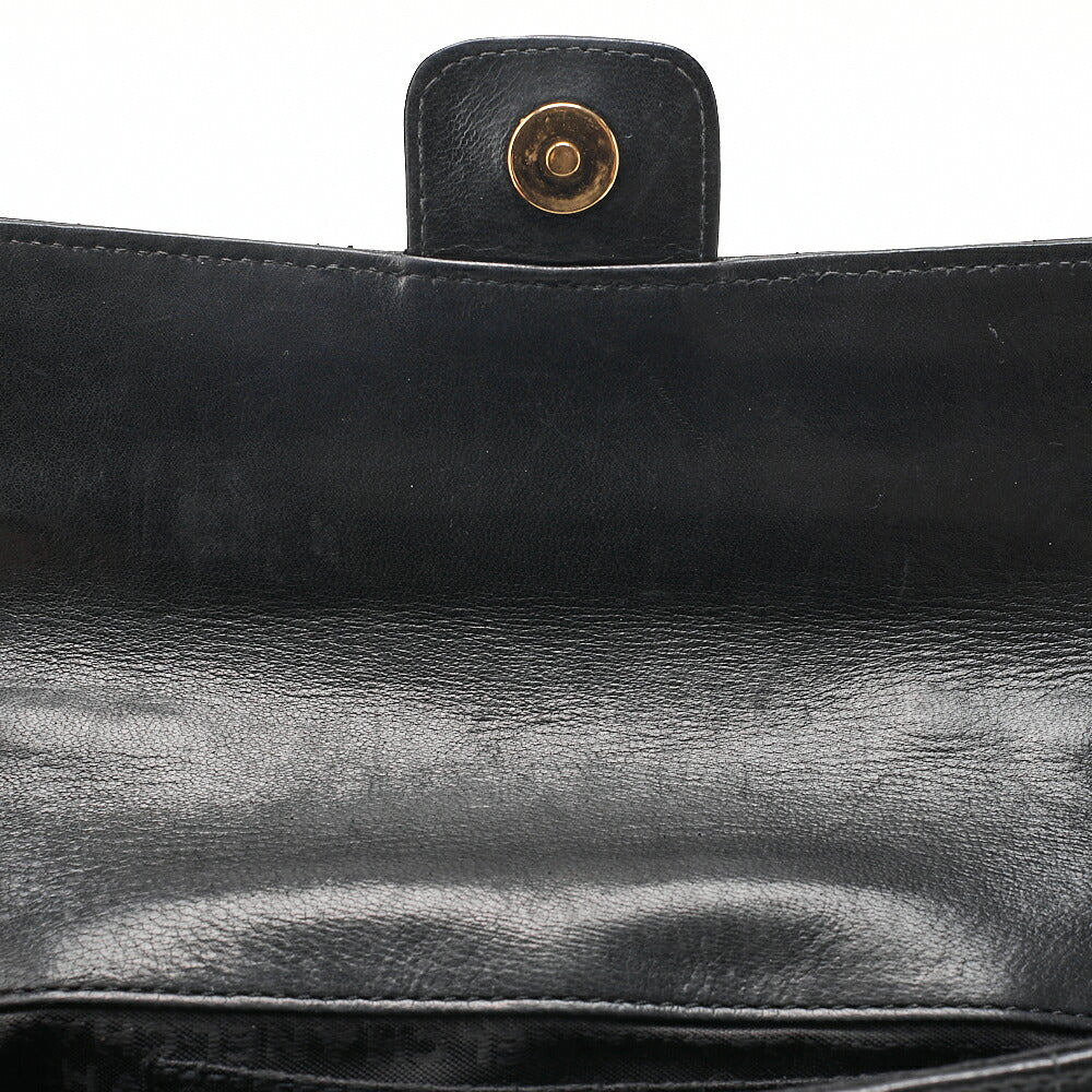CHANEL Chocolate Bar Camellia Chain Shoulder Bag Lambskin Black Gold-Tone Hardware, Pre-Owned