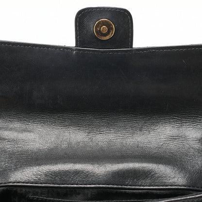 CHANEL Chocolate Bar Camellia Chain Shoulder Bag Lambskin Black Gold-Tone Hardware, Pre-Owned