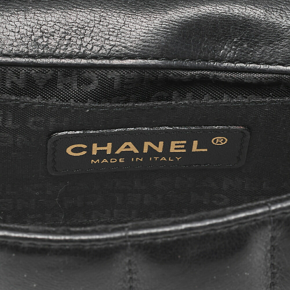 CHANEL Chocolate Bar Camellia Chain Shoulder Bag Lambskin Black Gold-Tone Hardware, Pre-Owned