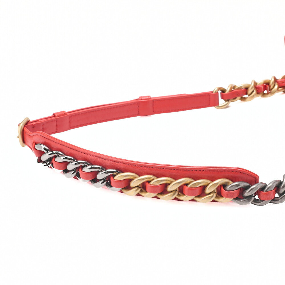 CHANEL Lambskin Matrasse Waist Pouch Red Gold x Silver-Tone Hardware, Pre-Owned