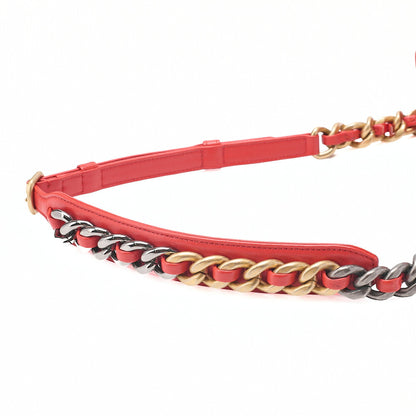 CHANEL Lambskin Matrasse Waist Pouch Red Gold x Silver-Tone Hardware, Pre-Owned