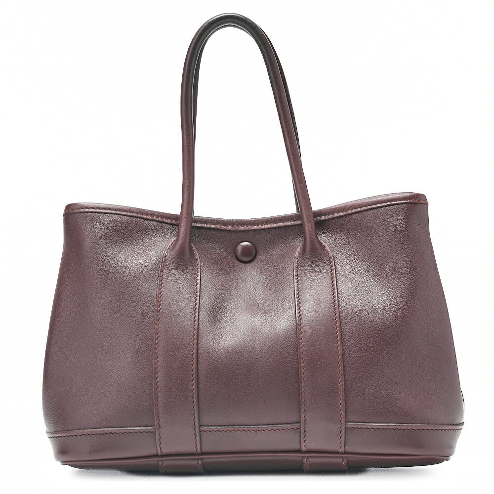HERMES Garden Party TTPM Swift Tote Bag Dark Brown Silver-Tone Hardware, Pre-Owned