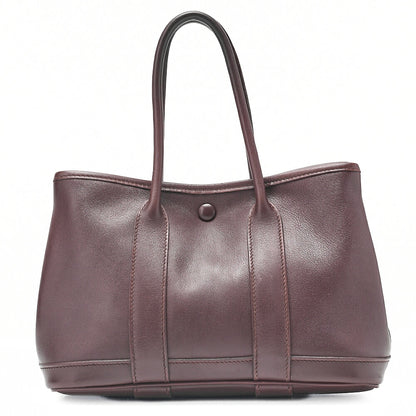 HERMES Garden Party TTPM Swift Tote Bag Dark Brown Silver-Tone Hardware, Pre-Owned