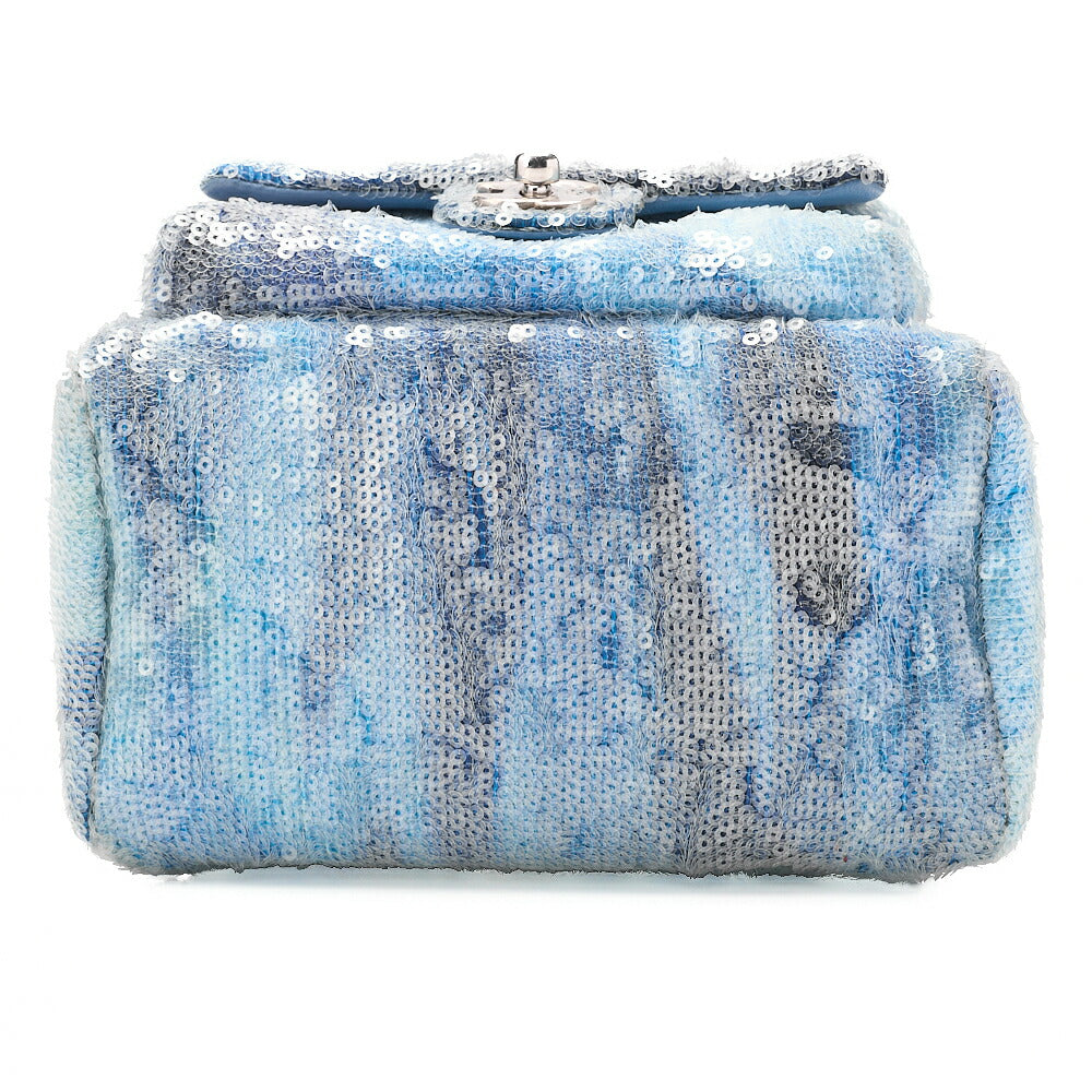 CHANEL Sequin Cocomark Chain Backpack Blue Multicolor Silver-Tone Hardware, Pre-Owned