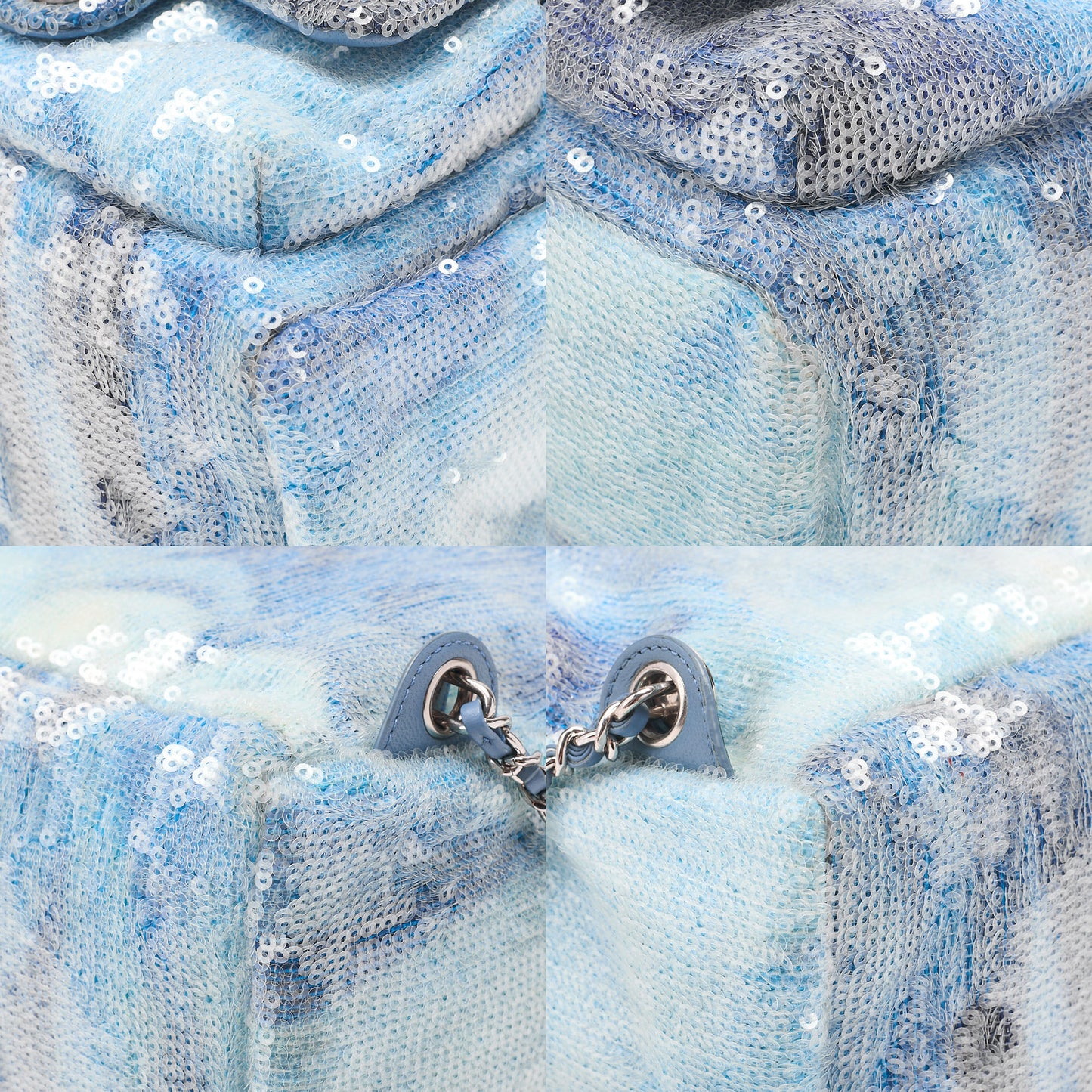 CHANEL Sequin Cocomark Chain Backpack Blue Multicolor Silver-Tone Hardware, Pre-Owned
