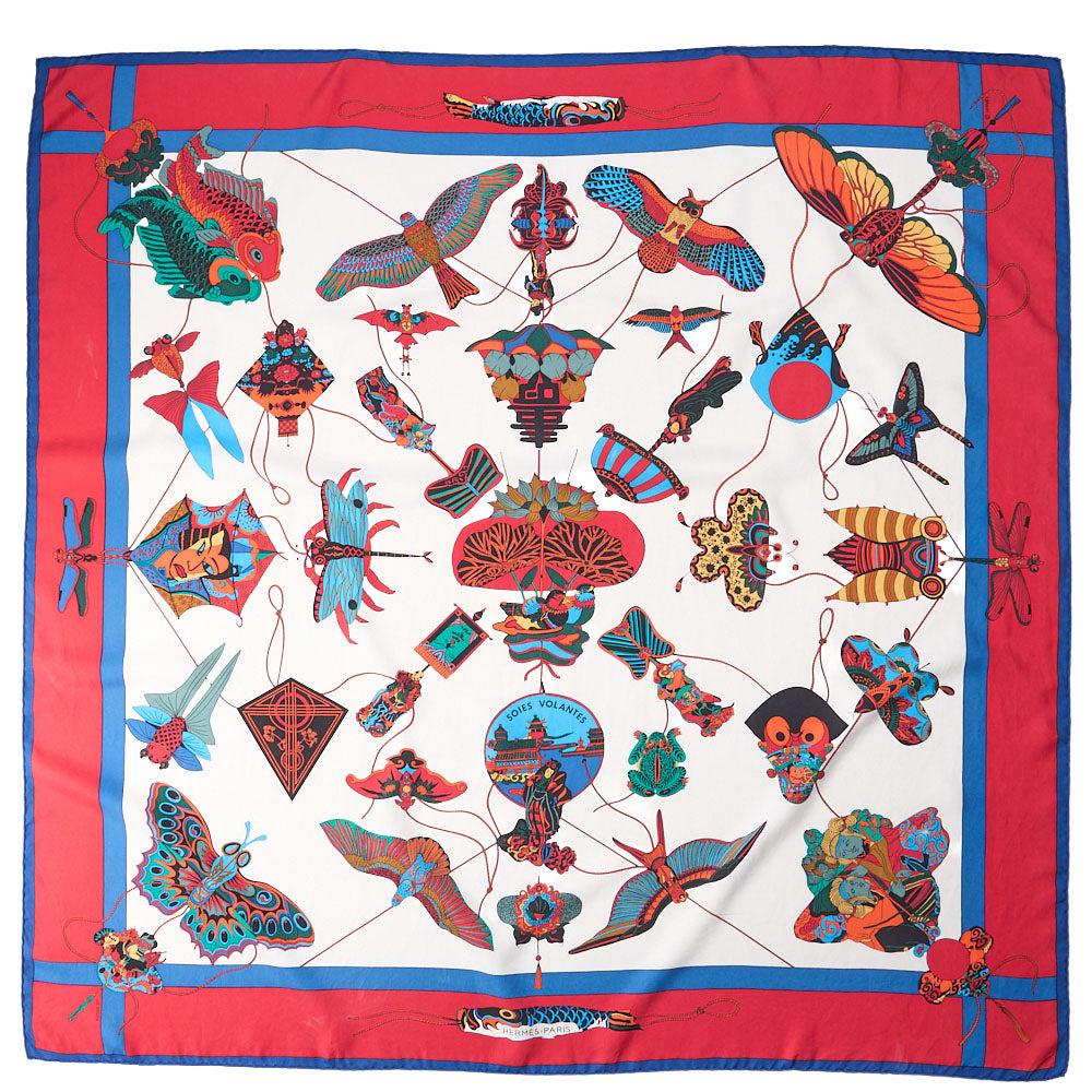 HERMES Carre 90 SOIE VOLANTES Dancing in the Sky Silk Bicolor, Pre-Owned