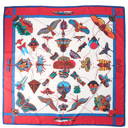 HERMES Carre 90 SOIE VOLANTES Dancing in the Sky Silk Bicolor, Pre-Owned