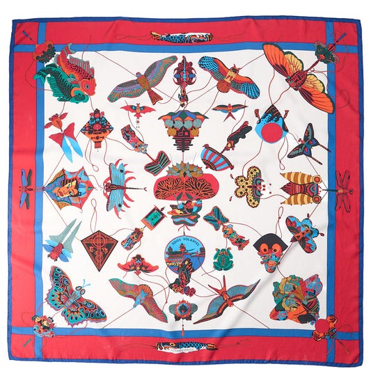 HERMES Carre 90 SOIE VOLANTES Dancing in the Sky Silk Bicolor, Pre-Owned