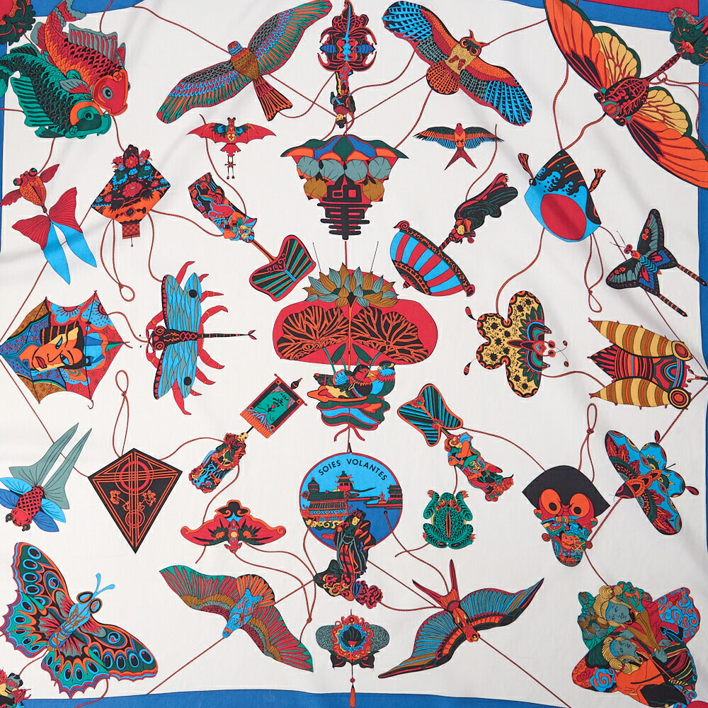 HERMES Carre 90 SOIE VOLANTES Dancing in the Sky Silk Bicolor, Pre-Owned