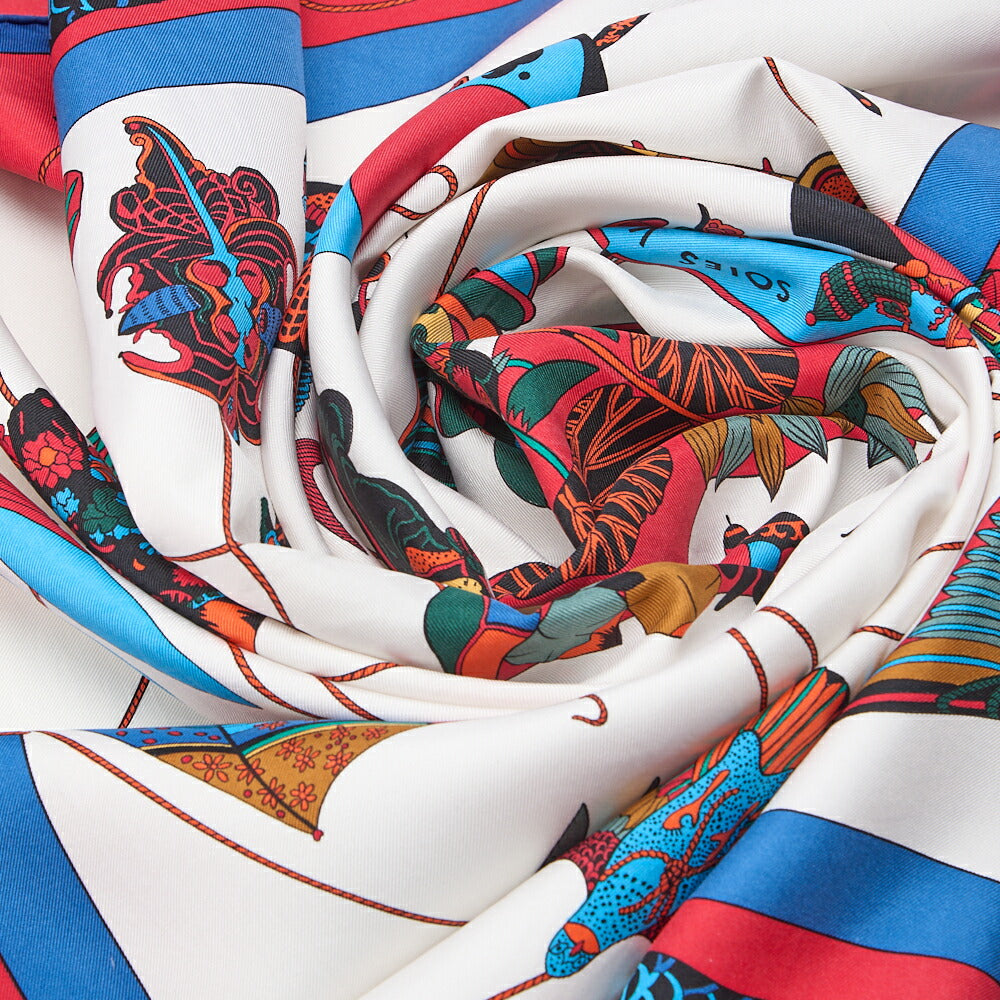 HERMES Carre 90 SOIE VOLANTES Dancing in the Sky Silk Bicolor, Pre-Owned