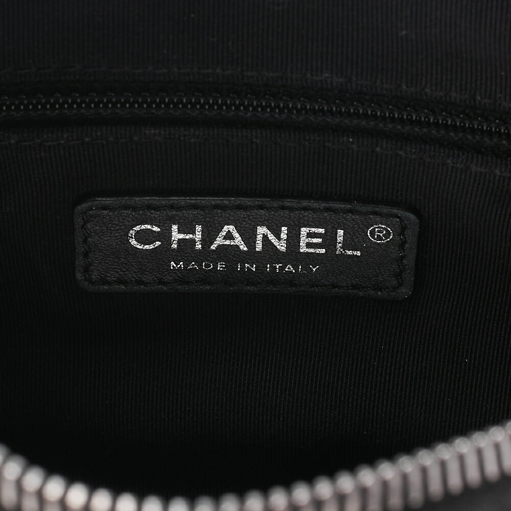 CHANEL Shoulder Bag Logo with Coco Charm 2way Lambskin Black Gold x Silver-Tone Hardware, Pre-Owned